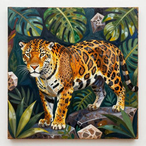 Expressionistic Jungle Jaguar Artwork