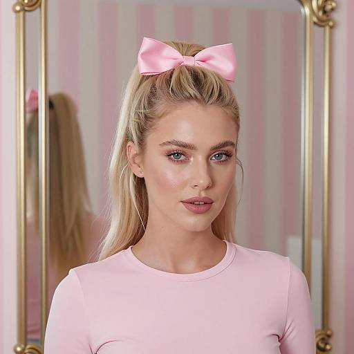 Blonde Woman in Front of Mirror