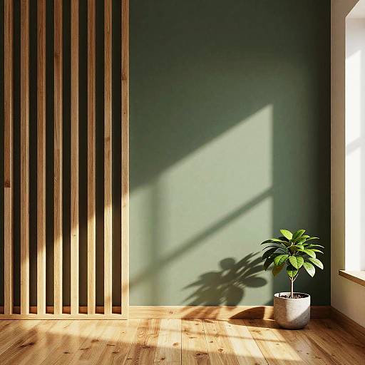 Minimalist Sunlit Interior with Plant