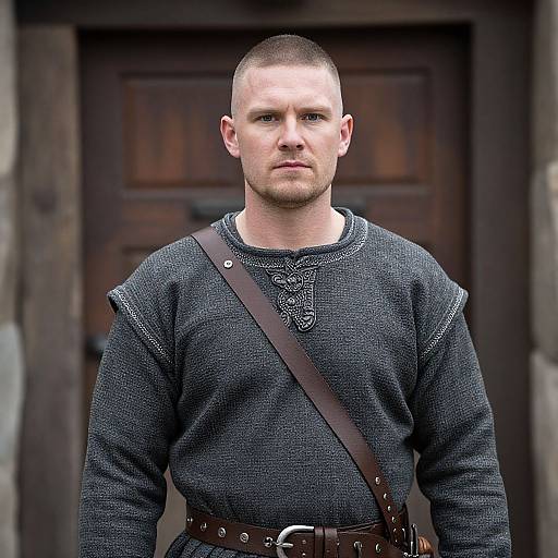 Close-Up of Man in Viking Garb