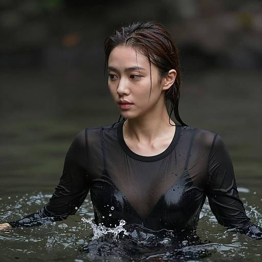 Mysterious Woman Submerged in Water