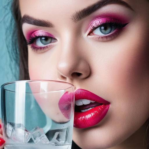 Photorealistic Close-Up of Lips and Ice