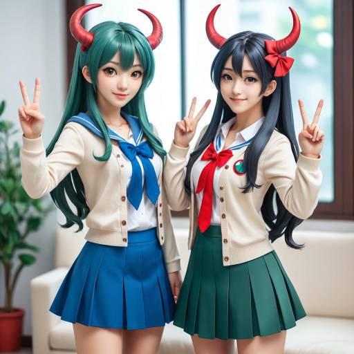 Anime Girls in Vibrant Indoor Setting