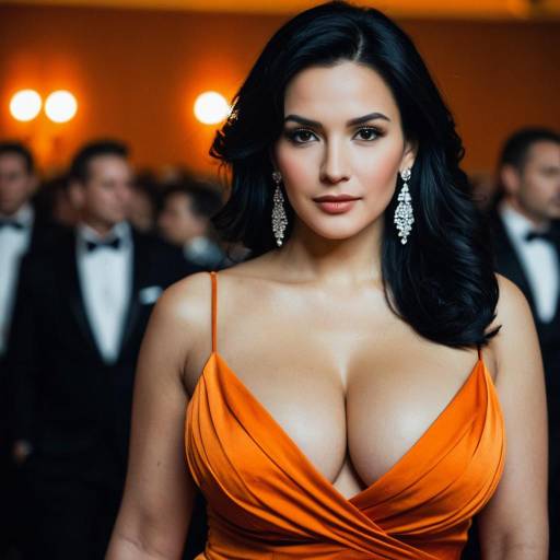 Elegant Orange Evening Wear Portrait