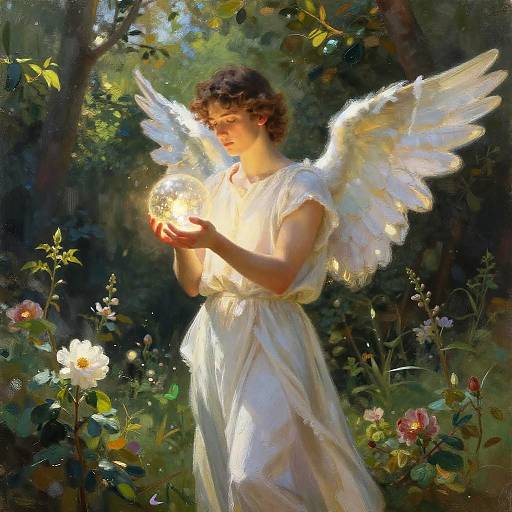 Gentle Male Angel in Garden