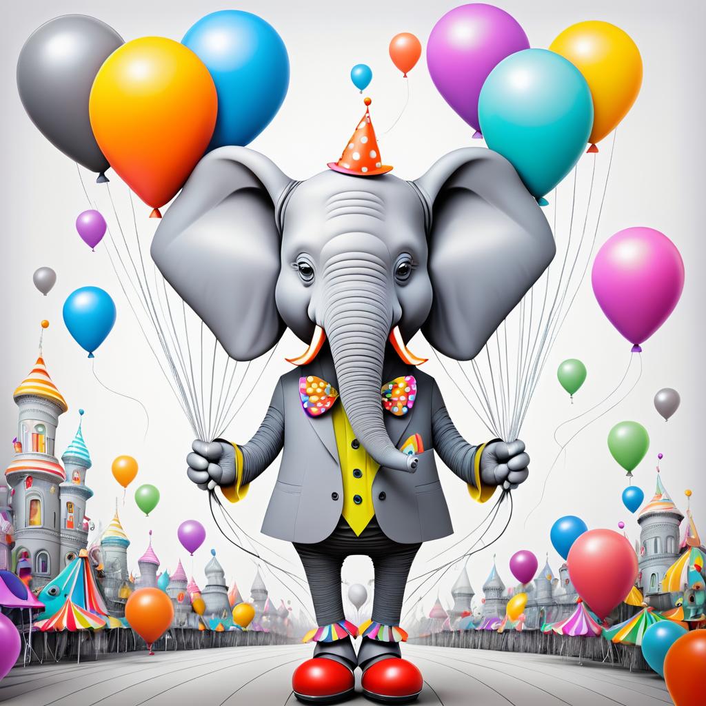 Whimsical Square Elephant in Carnival Color