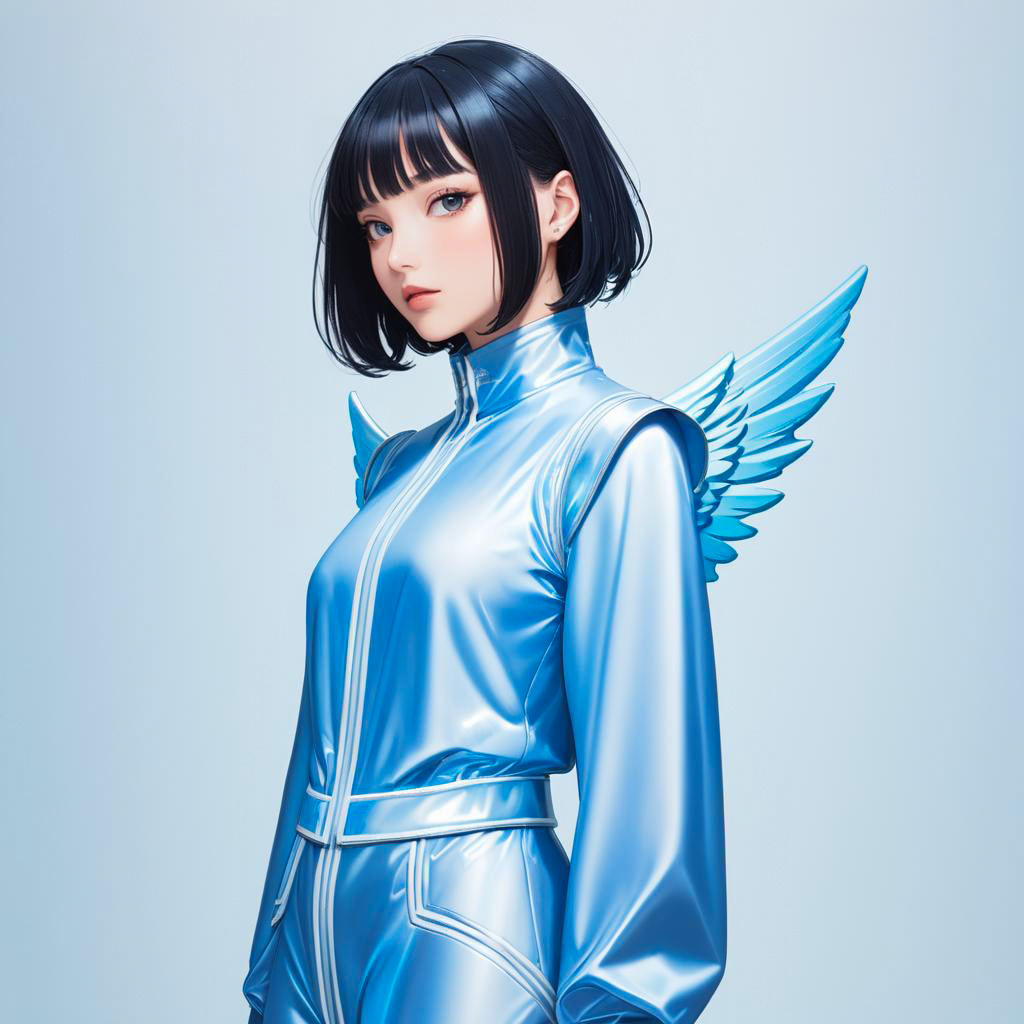 Serene Pilot in Avant-Garde Angel Outfit