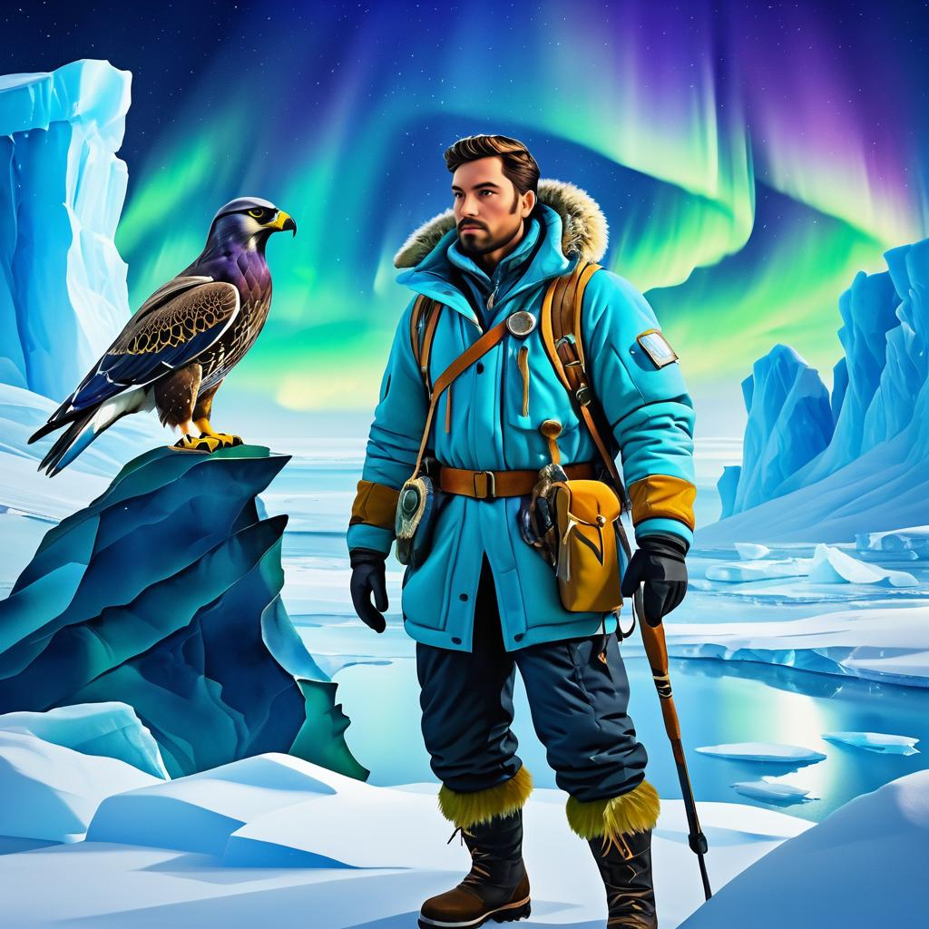 Arctic Adventure: Explorer and Falcon