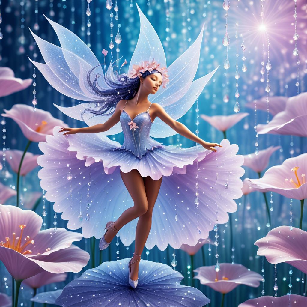 Whimsical Fairy on Petal - Surreal Close-up