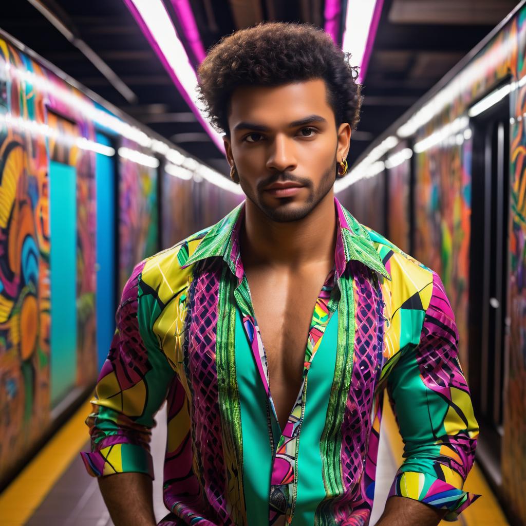 Vibrant Brazilian Dancer in Subway Station