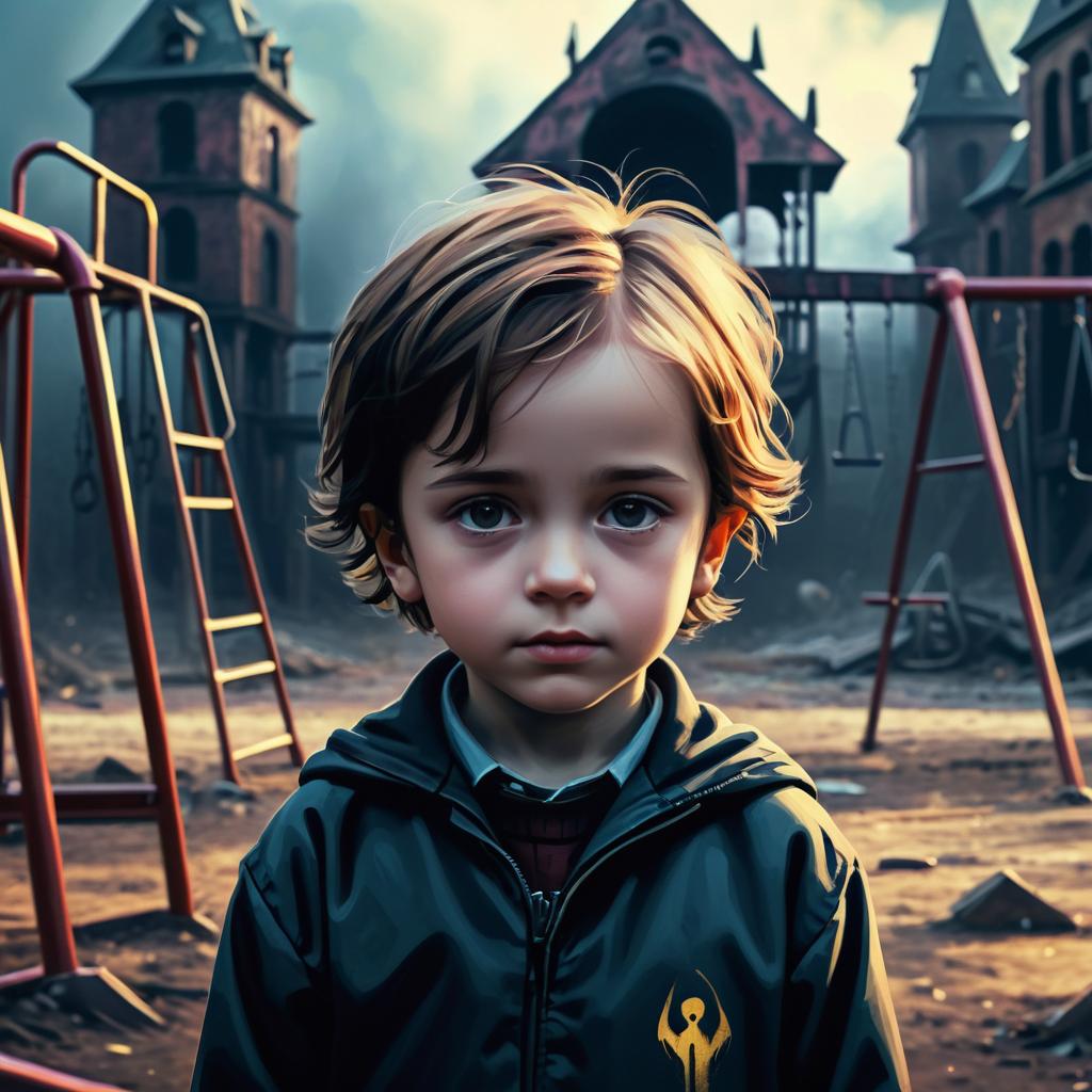 Cursed Child in Abandoned Playground Artwork