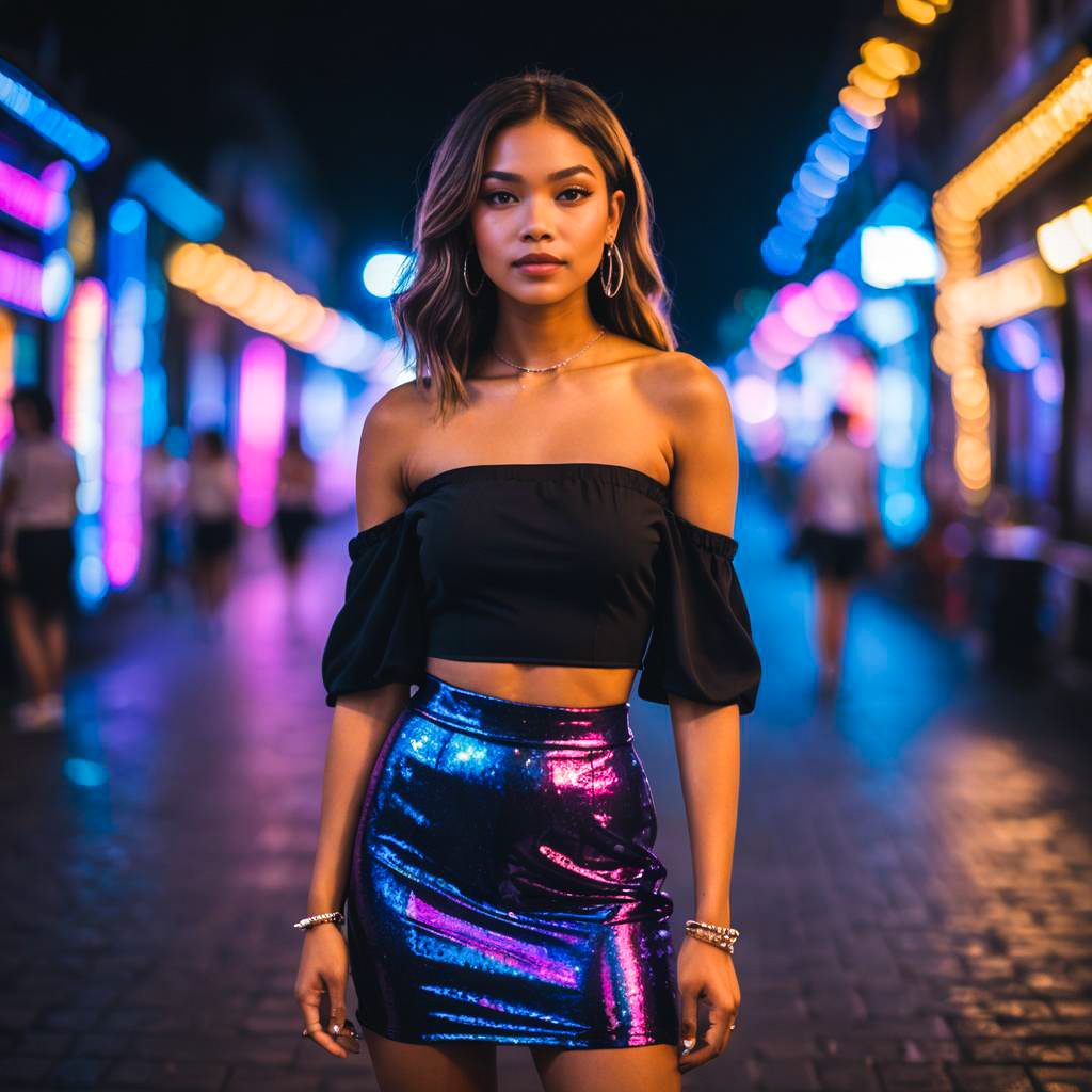 Trendy Nightlife Vibe with Bokeh Lights