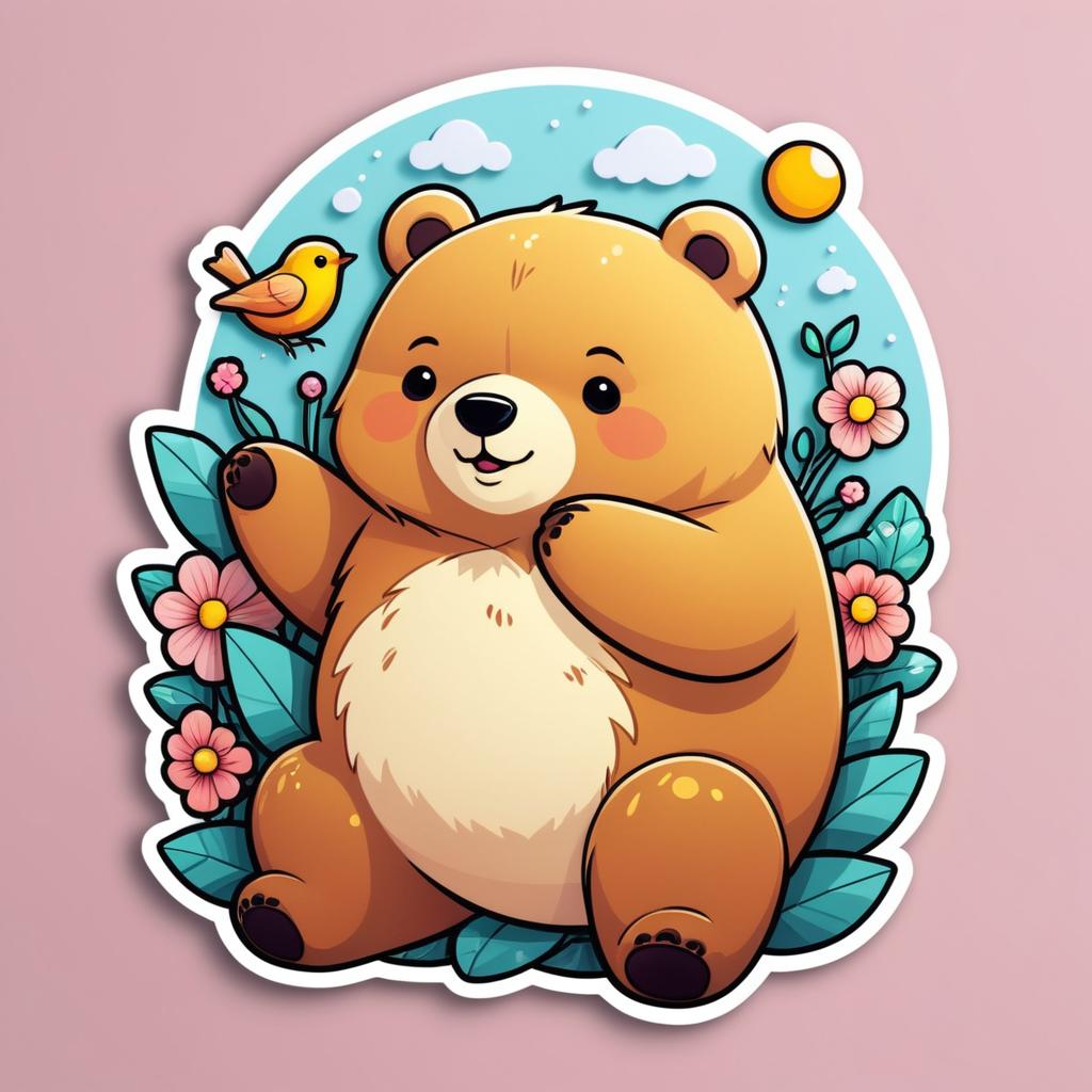 Kawaii Chubby Bear Honey Sticker Design