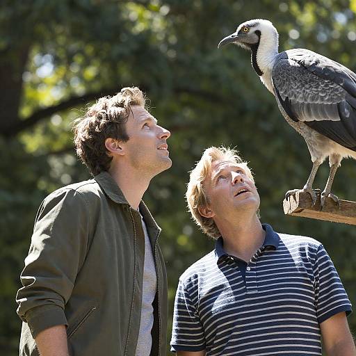 Two Men Gazing at a Majestic Bird