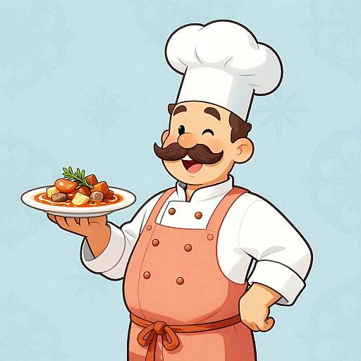 Cheerful Cartoon Chef with Stew