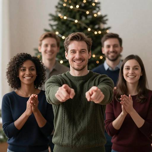 Festive Group Photo by Christmas Tree