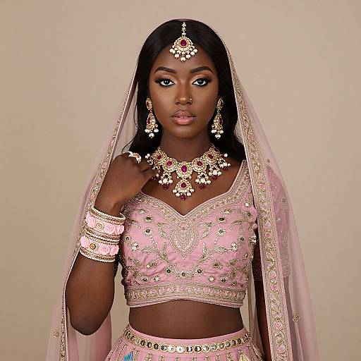 Realistic Dark-Skinned Princess Lehenga