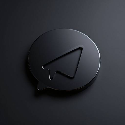 Ultra-Realistic Black Telegram Logo