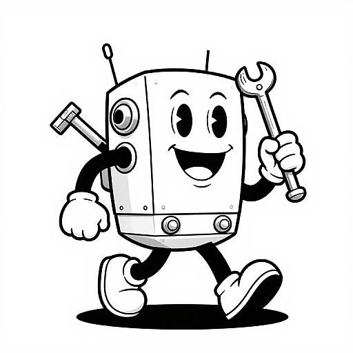 Retro Cartoon Mechanic Mascot Running