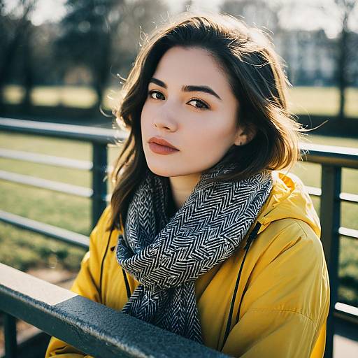 Young Woman in Yellow Windbreaker Outdoors