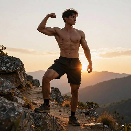 Buff Man with Small Legs on Mountain