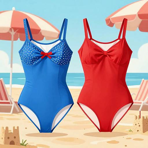 Vintage 1950s Pin-Up Swimsuit Illustration