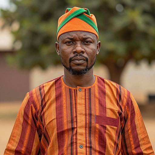 African Man in Traditional Dashiki and Headwrap
