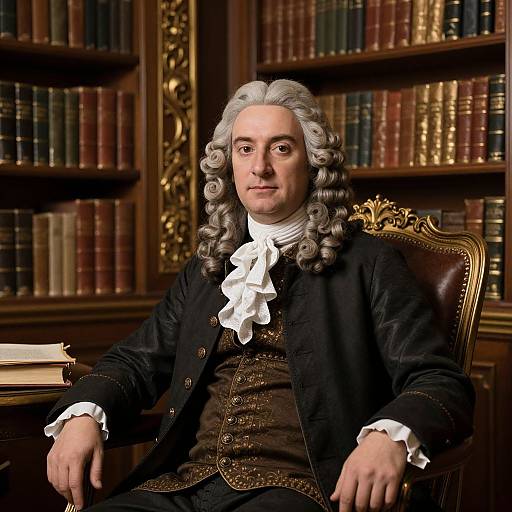 Voltaire Portrait in Grand Library