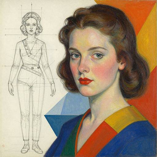 Retro Precisionist Portrait with Geometry