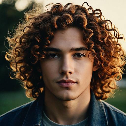 Hyper-Realistic Portrait: Auburn Curly Man