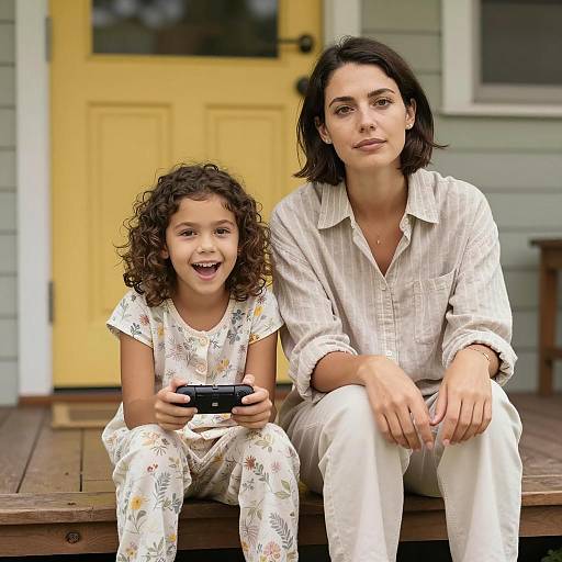Warm Moments: Woman and Girl on Steps