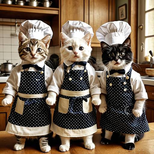 Vintage Paris Kitchen with Chef Kittens