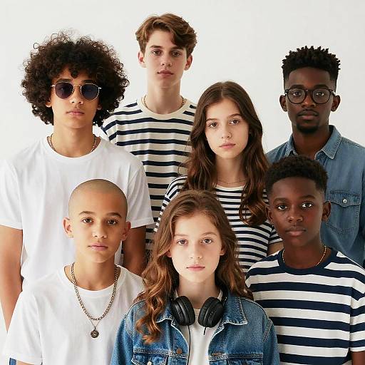 Realistic Diverse Group Portrait of Teens