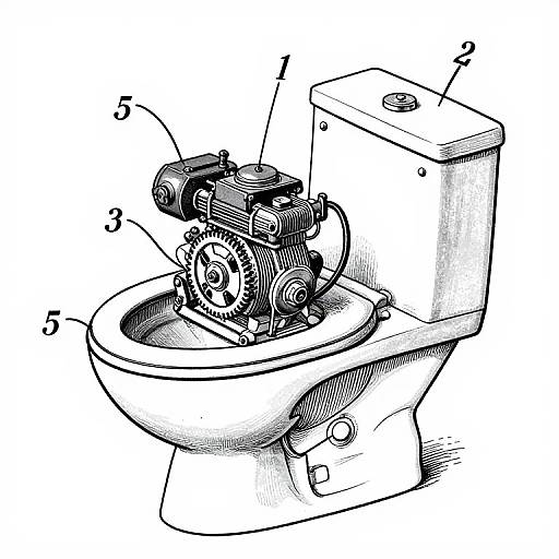 Mechanical Engine Toilet Patent Illustration