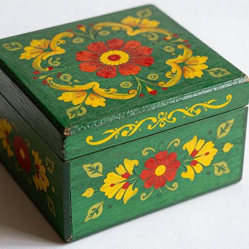 Vintage Scandinavian Rosemaling Wooden Box