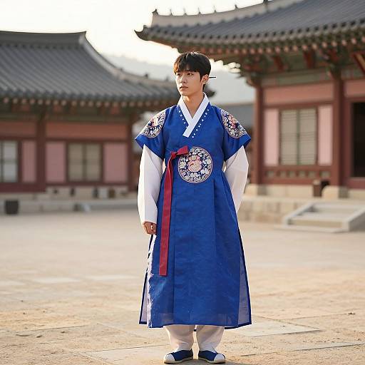 Traditional Hanbok Male in Royal Blue