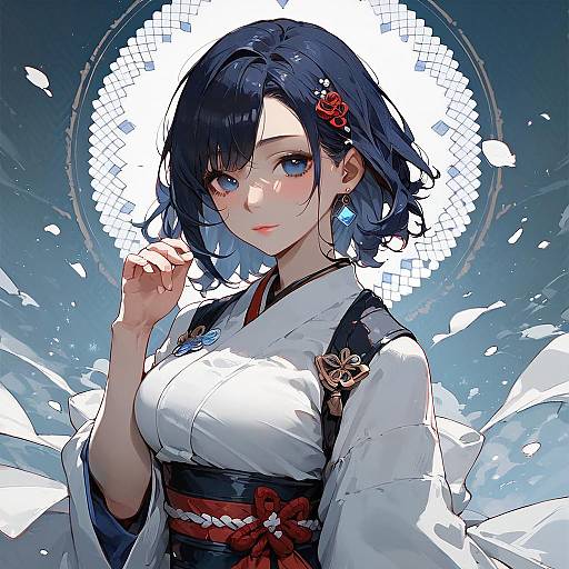 Anime Girl in Traditional Japanese Kimono