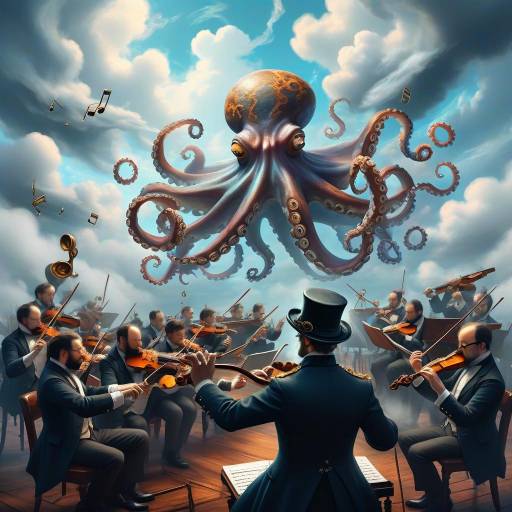 Surreal Steampunk Octopus Maestro Conducting