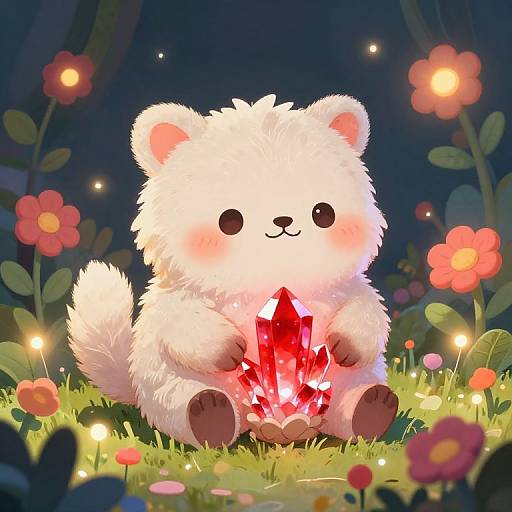 Cute Carbuncle with Glowing Crystals