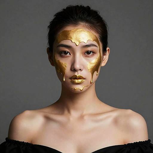 Surreal Femme Fatale with Melting Gold