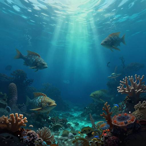 Mythical Underwater Coral Scene