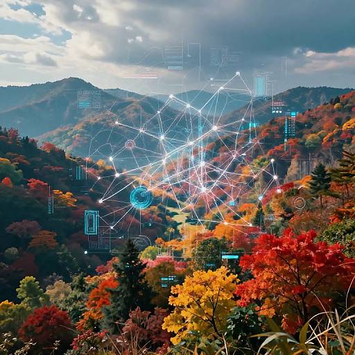 Surreal Landscape with Cybernetic Fusion