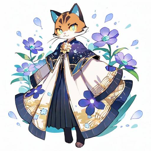 Whimsical Leopard Humanoid in Floral Robe Whimsical Leopard Humanoid in Floral Robe