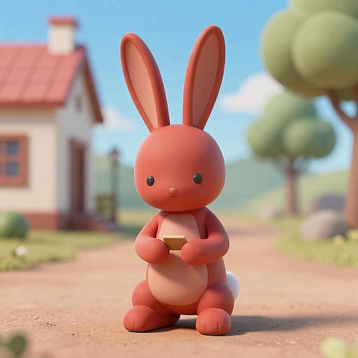 Contemplative Red Rabbit on Path