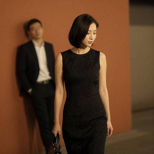 Asian Woman in Orange-Hued Alley