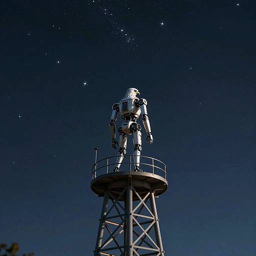 Futuristic Robotic Falconer at Night