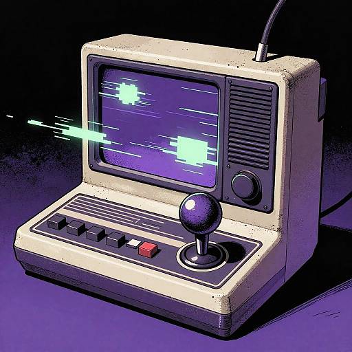 Retro Glitchy Console in Comic Style