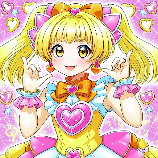 Illustration of Cure pine, precure in the style of Go robots