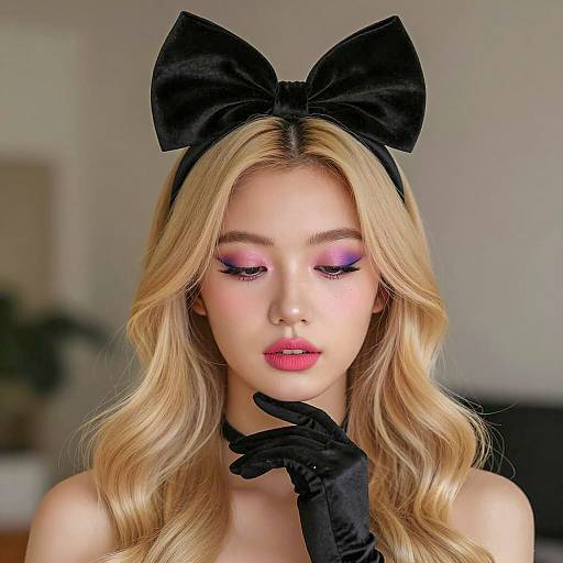 Elegant Woman in Velvet Accessories