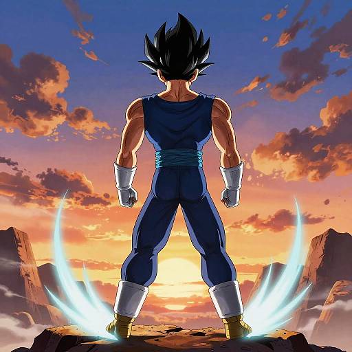 Vegeta Standing Tall at Sunset